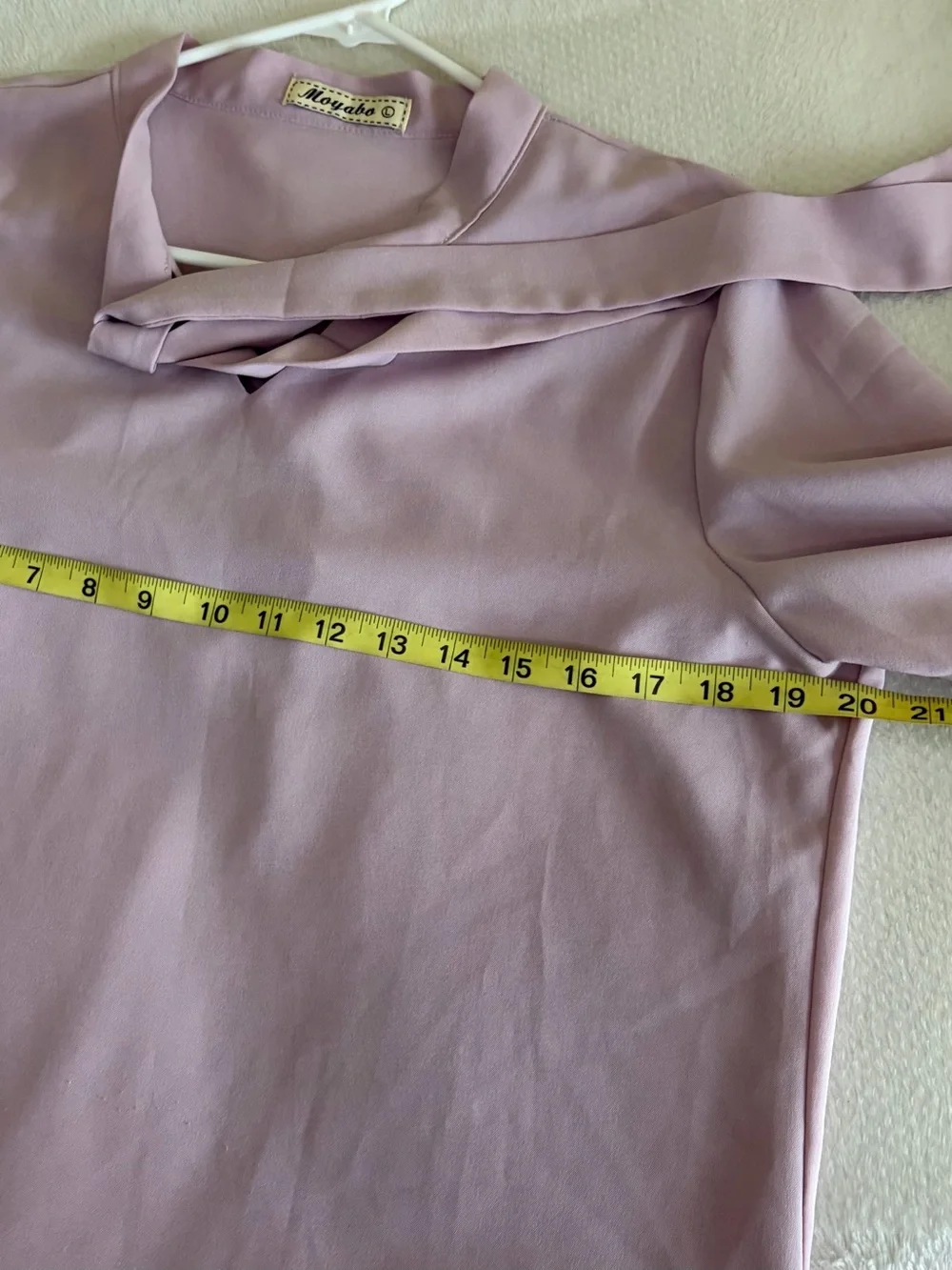 Moyabo Tie-Neck, Roll Tab Sleeve Lavender Blouse - Women Tops‎ Sz L